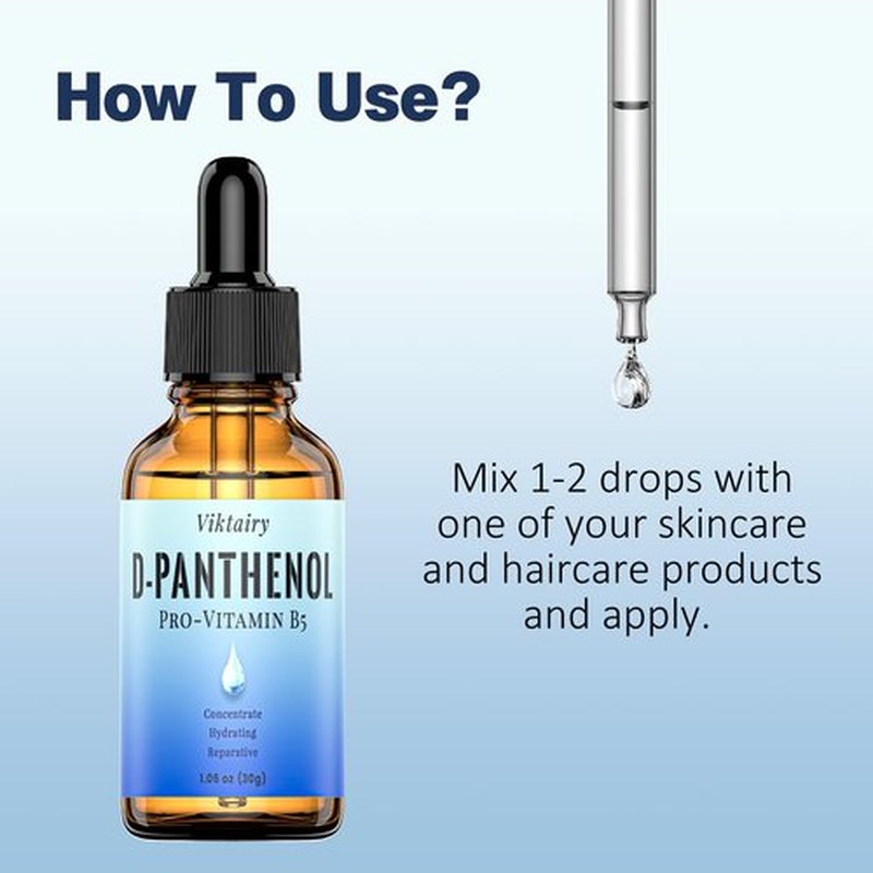 D Panthenol Liquid (1.7 fl.oz, 60g), Concentrate Pro-vitamin B5 Raw Active Ingredient for Skin Hydration, Cosmetic Grade Dexpanthenol for DIY Face, Hair, Nails and Skincare Serum, Moisturer