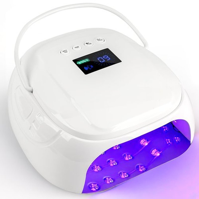 BOMOQING 126W Rechargeable UV LED Nail Lamp, Portable Cordless Nail Dryer with Auto Sensor and 4 Timer Settings, Professional Curing Lamp for Gel Polish and Salon (White)