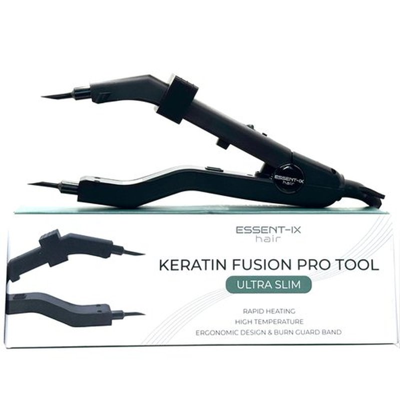 Professional Keratin Fusion Tool for Hair Extensions – Slim Long Heating Plates, Adjustable Temperature, Rapid Heat-UP, Seamless Fusion, Root Access, Salon-Quality Keratin Glue Gun (Black)