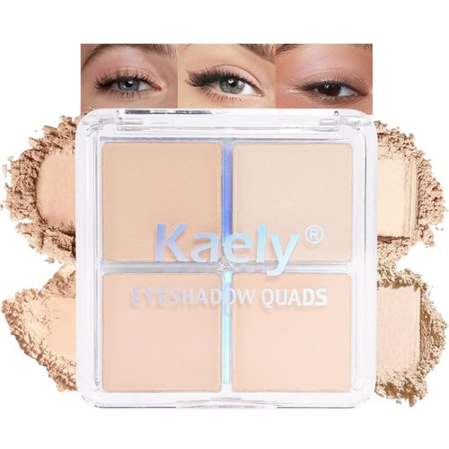 Kaely Eyeshadow Quad - Vanilla Nude Beige Matte & Shimmer Palette for Mature Skin | Pigmented & Waterproof