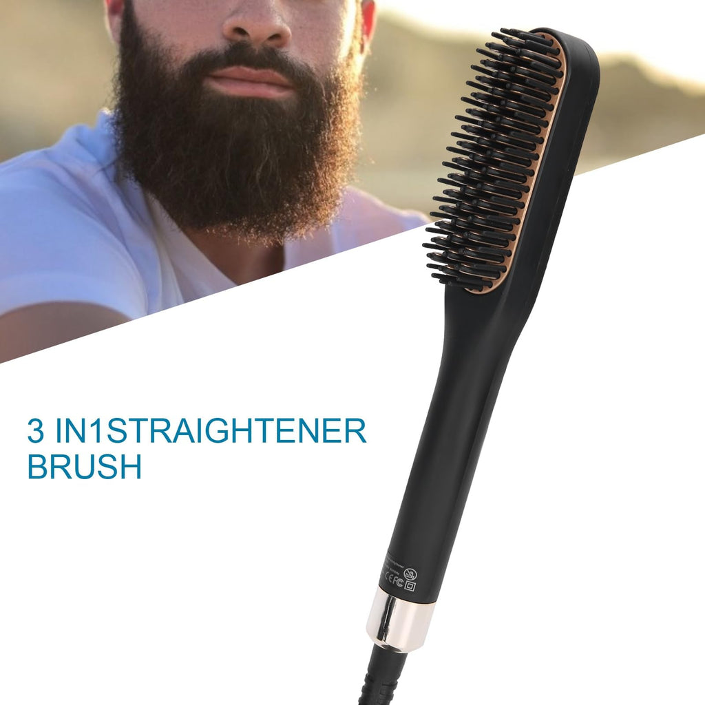 Electric Beard Straightening Comb Multifunctional Beard Straightener Brush Men Hair Styling Tool (US Plug)