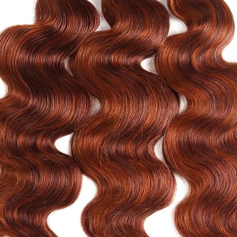 P33/350 Bundle Copper Brown Body Wave Human Hair Bundles Color 350 Ginger Body Wave 3 Bundles 20 20 20 Inch Two Tone Color 33 Auburn Mixe With Ginger Bundle