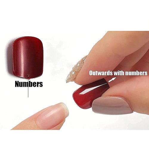 MISUD Press on Nails - Long Square Glue on Nails with Goth Red Black, Acrylic Gothic Y2K Cross Design 24 pcs