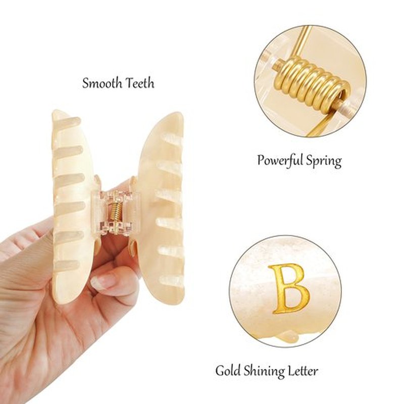 Birthday Gift for Her Acrylic Letter Hair Clips for Women Stylish Monogram Hair Claw Alphabet Hair Clip Fashion Glitter Claw Clips Elegant Hair Accessory Large Hair Clips - Letter B