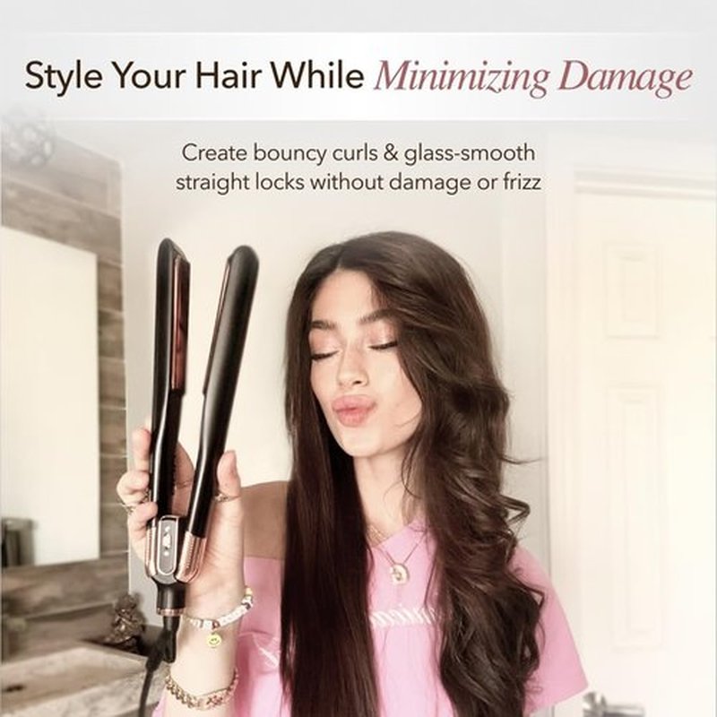 SRILabs StyleQ Flat Iron Hair Straightener - GraphFlow Technology, Infrared Light Therapy, 12 Heat Settings for All Hair Types