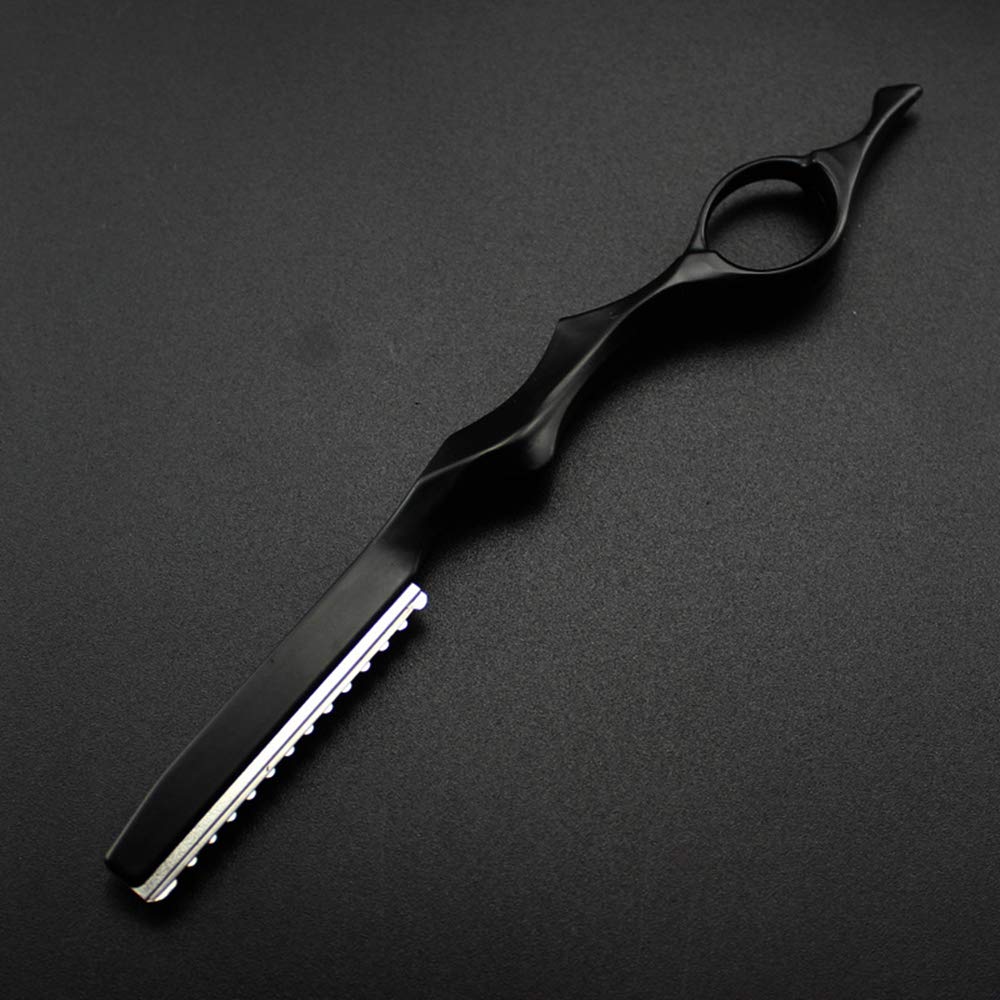 11Pcs Hair Styling Thinning Razor Set - 1 Razor, Thinning Comb, Texturizing Cutting Razor and 10 Replacement Stainless Steel Blades for Salon & Home Use (Black)