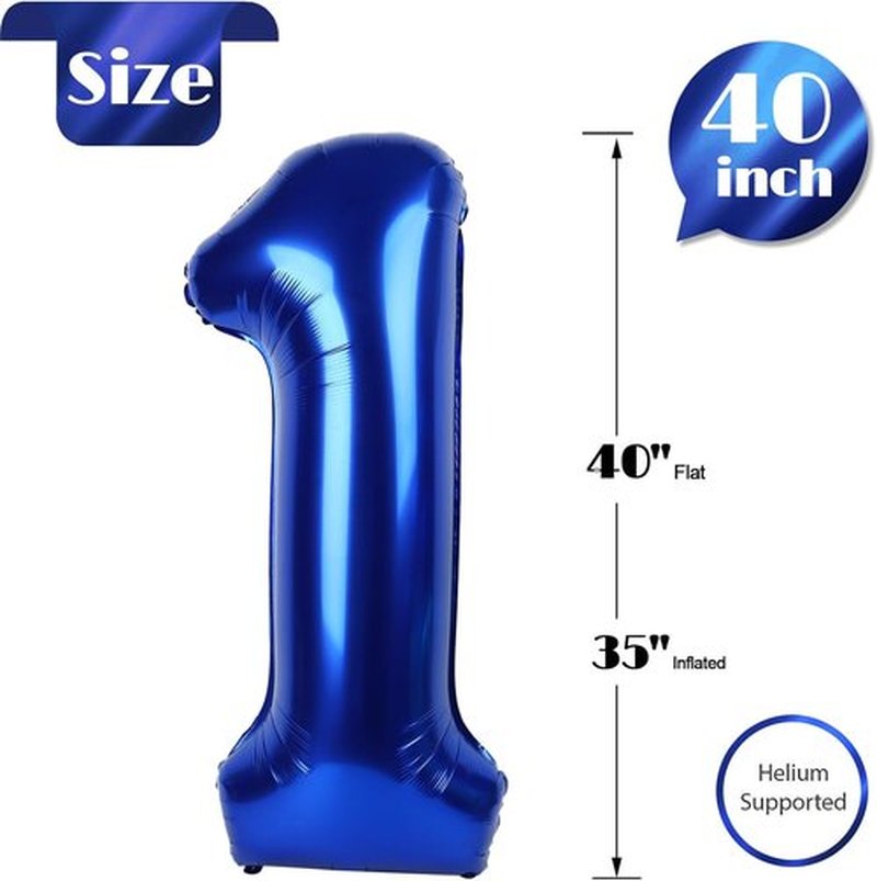 Regine Switzerland 40-Inch Night Blue Number 1 Balloon - Perfect First Birthday Decoration for Girls