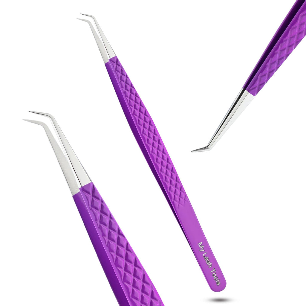 My Lash Tools Curved Degree Tweezers for Individual & Classic Lashes - Stainless Steel - 14cm