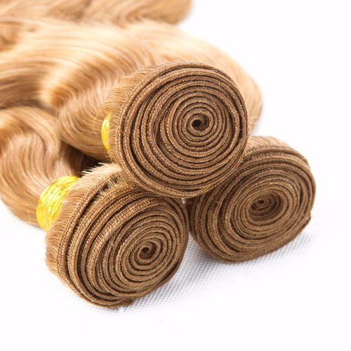#27 Blonde Bundles Human Hair Blonde Body Wave Bundles 14 14 14 Inch Honey Blonde Body Wave Bundle Human Hair Extensions Brazilian Virgin Hair 3 Bundle 50 Gram Per Bundle