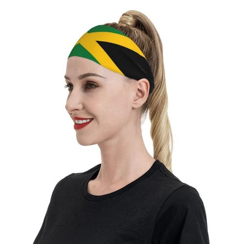 Jamaica Flag Jamaican Sports Headband,Breathable Sport Yoga Workout Turban Sweatbands for Women Men Hair Accessories