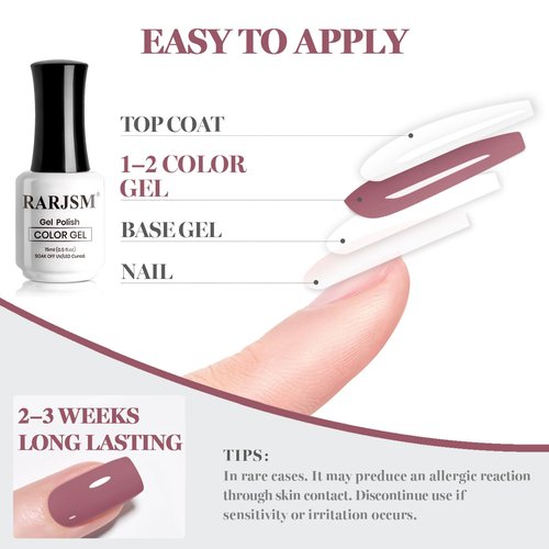 RARJSM Dirty Rose Gel Nail Polish 1PCS 15ML Long Lasting Opaque Milky Gray Rose Creamy Gelpolish Soak off U V Curing Required Nail Art French Manicure Salon DIY at Home