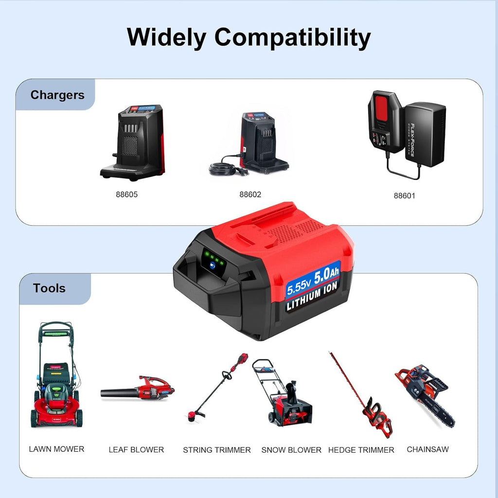 Bayhon 1 Pack 5.0Ah Lithium-ion Replacement for ‎Toro 60V Battery L108 L135 L216 L324 L405 88620 88625 88640 88660 88675，Compatible with Toro Flex Force Battery 60 Volt Max