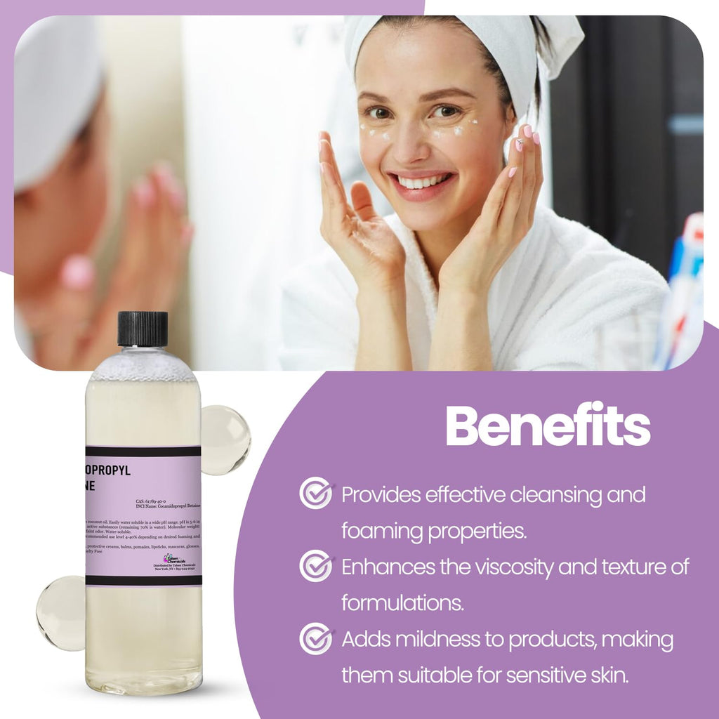 Cocamidopropyl Betaine 64 Ounce / 1.8 kg -100% Pure Coco Betaine Natural Surfactant Liquid Premium Organic Compounds Derived from Coconut Oil DIY Cosmetics Skincare by Talsen Chemicals