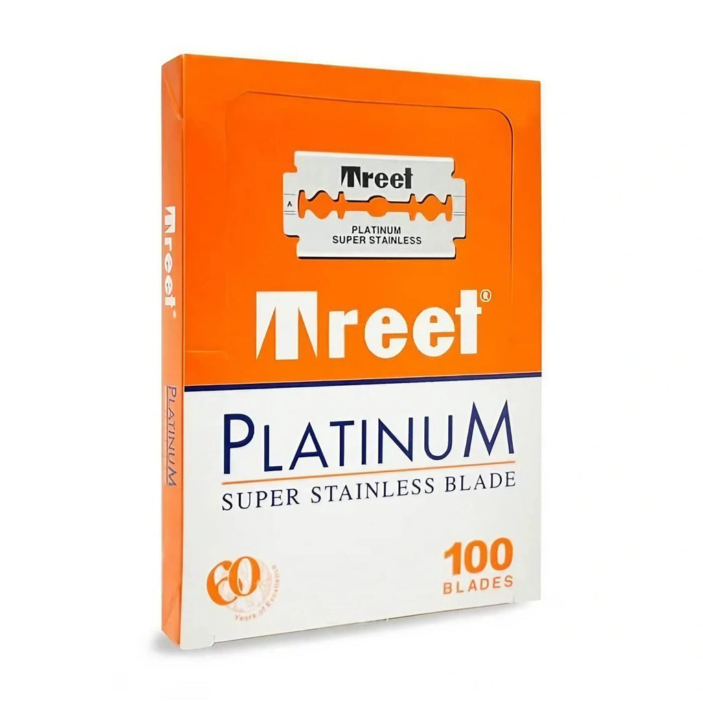 100 Treet Platinum Super Stainless Double Edge Razor Blades - New Space Saving Format