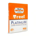 100 Treet Platinum Super Stainless Double Edge Razor Blades - New Space Saving Format