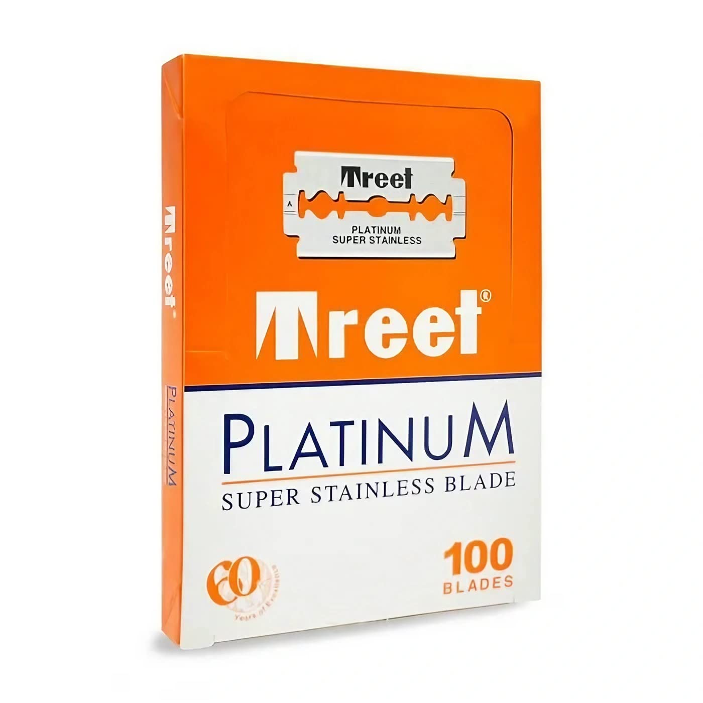 100 Treet Platinum Super Stainless Double Edge Razor Blades - New Space Saving Format