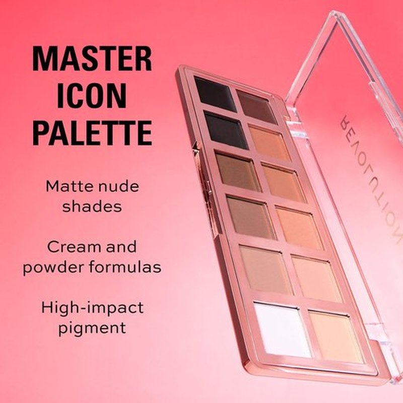 Revolution, The Master Icon Matte Nudes Palette, 12 Shades, High-Impact Pigment, Vegan & Cruelty-Free