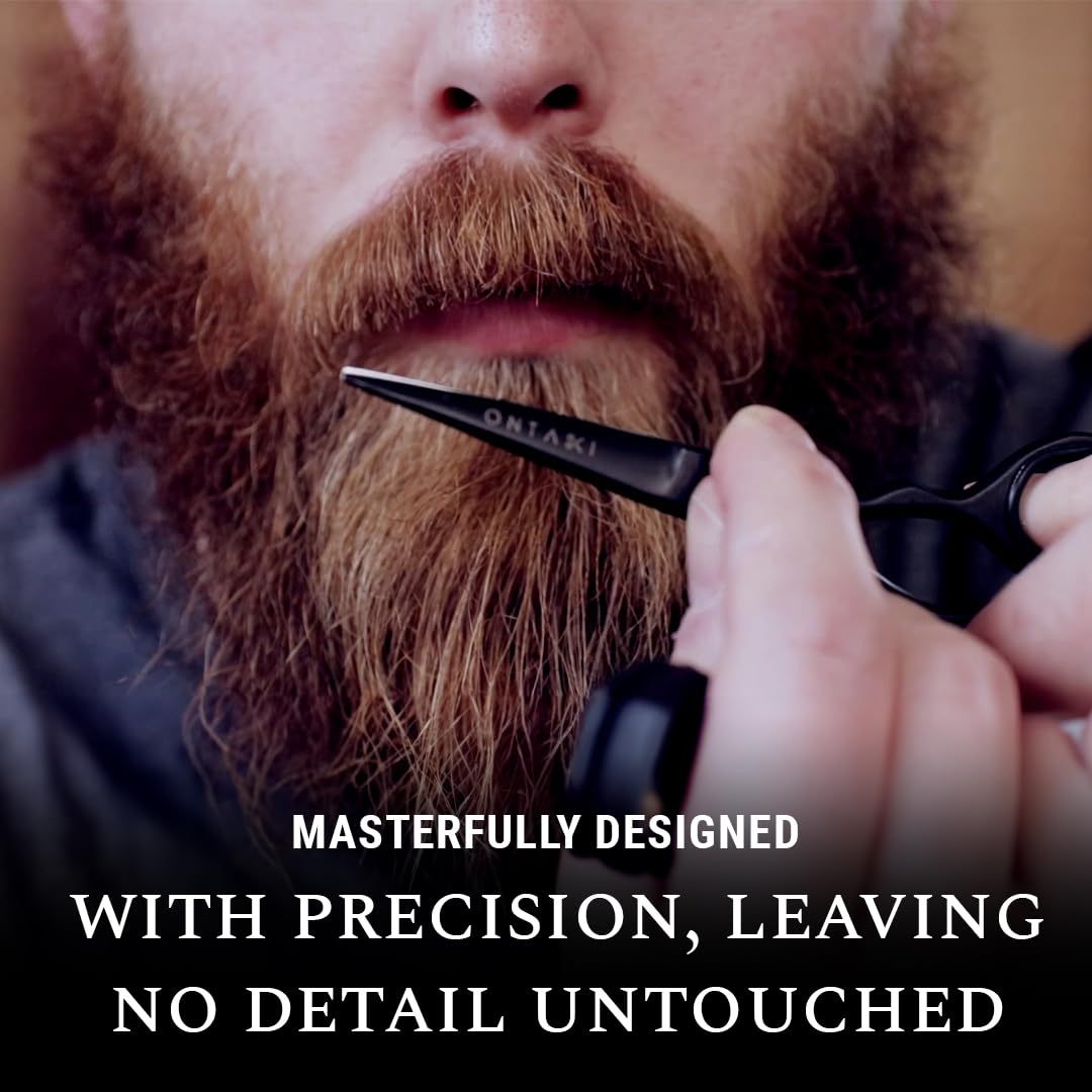 Ontaki Beard and Mustache Trimming Scissors & Combs for Men - 5" Black