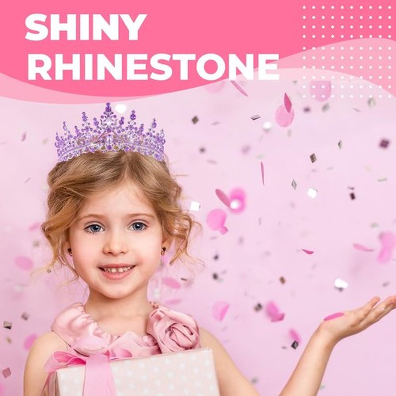 Papoopy Birthday Tiara Crown with Sash for Women, Headband Hair Accessories for Wedding Party Costume (A-Purple)
