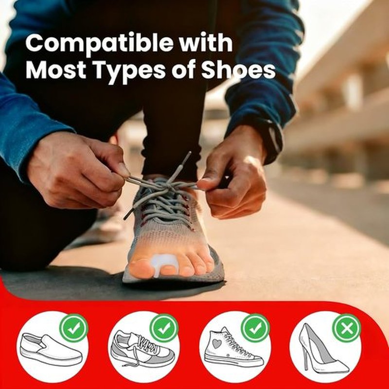 Gel Toe Separators for Overlapping Toes, Bunions, Big Toe Alignment, Corrector and Spacer， Preventing Rubbing & Relieve Pressure - 4 Pack (White)
