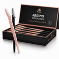 Abiding Essentials Dermaplane Razor for Women & Men – Precision Hair Remover & Exfoliating Face Shaver, Eyebrow Trimmer – Luxurious At-Home Spa Skincare Set (Premium Black/Rose Gold) 10pcs