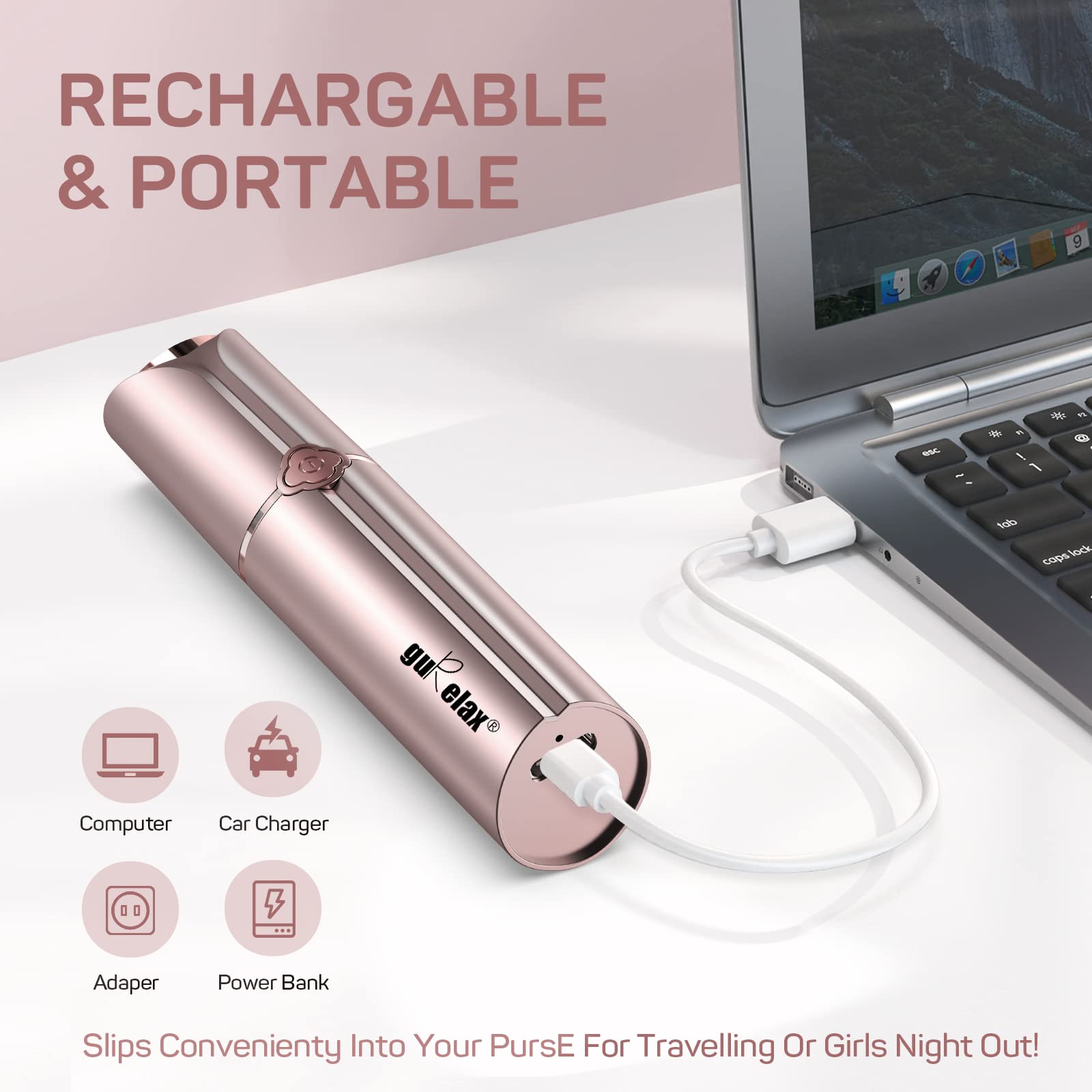 Hair Removal Device, Facial Hair Removal for Women- Gurelax Womens Hair Remover Painless Face Hair Removal/Shavers for Chin Upper Lip Peach Fuzz-Included 4 x Replacement Heads