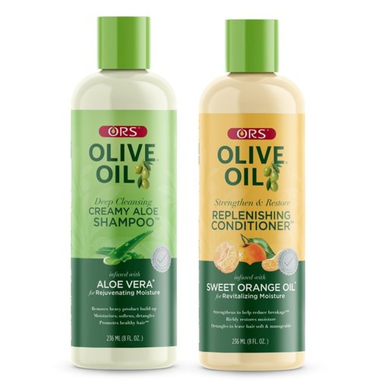 ORS Olive Oil Shampoo & Conditioner with Aloe Vera & Orange Oil for Moisture, Strengthen & Restore (2 Piece Set)