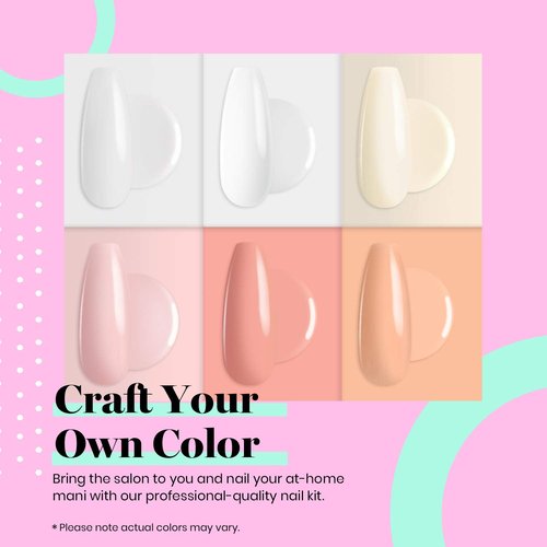 Beetles Poly Extension Gel Nail Kit, 6 Natural Skin Tone 30g gel with Mini Nail Lamp Slip Solution Rhinestone Glitter Nail Art Brush All In One Kit for Nail Manicure Starter Kit Gift for Women