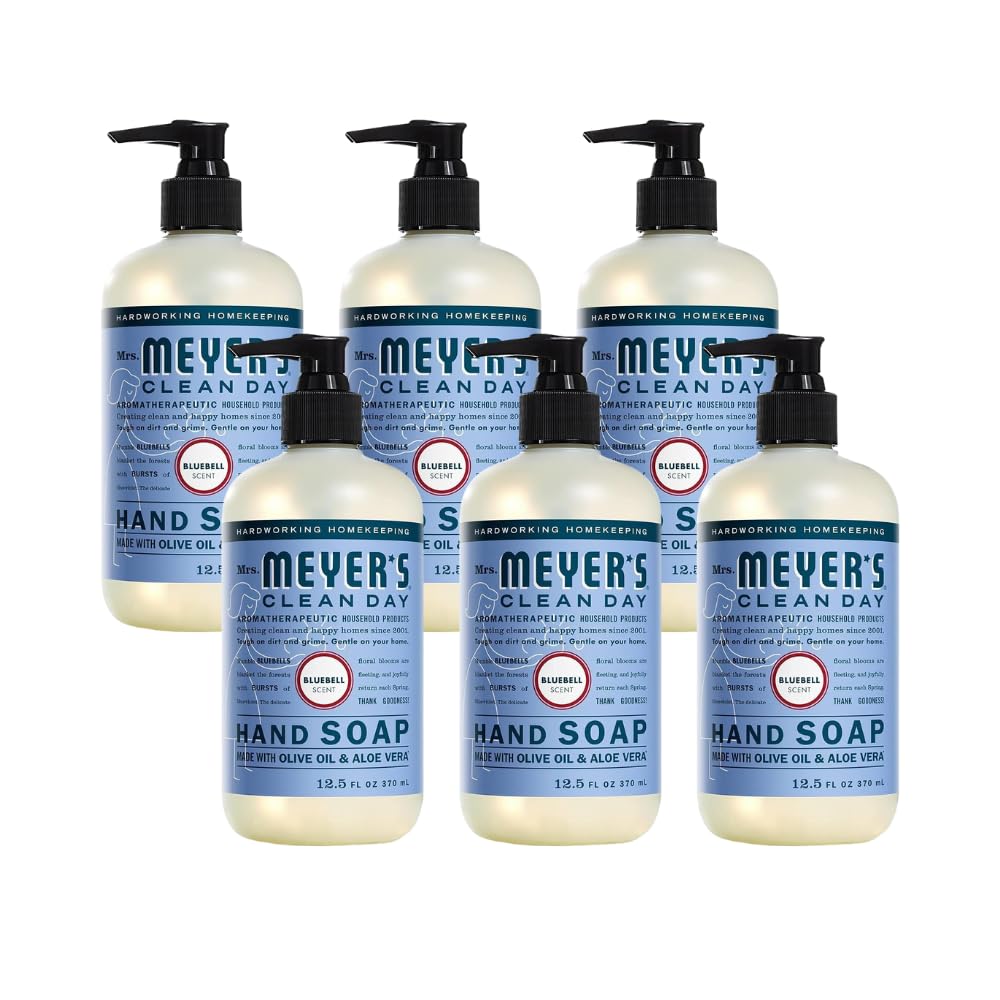 Mrs. Meyers Clean Day Liquid Hand Soap Hard 12.5 Oz Bluebell Scent Pump Dispenser (Pack of 6)