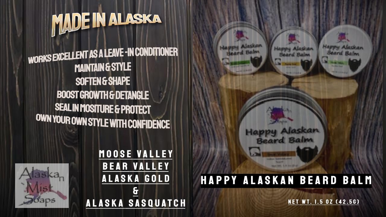 Happy Alaskan Beard Balm: Moose Valley, Bay Rum Scent