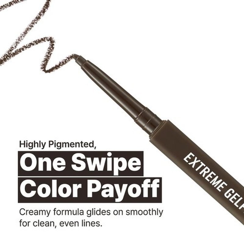 CLIO Extreme Gelpresso Pencil Eyeliner - Waterproof Gel Formula for High Pigment Color | Smudge Resistant, 001 Black Brown