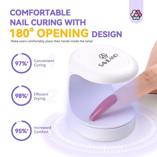 SAVILAND Gel Nail Glue with Lamp: U V Nail Glue Gel DUO for Nails Tips 15 ML and U V Light for Nails Fast Curing Gel Extension DIY Manicure Art Home Salon Gift