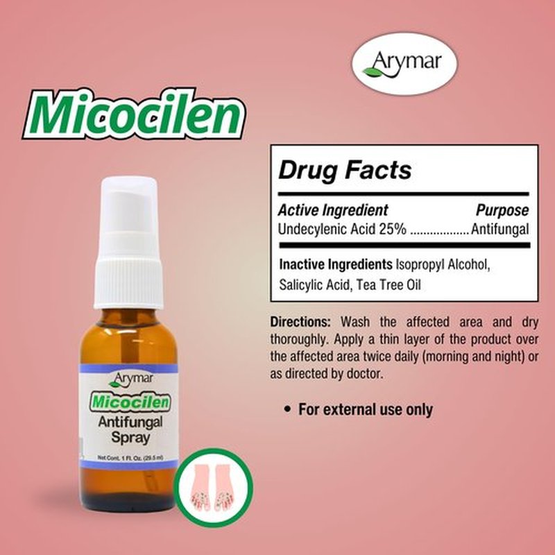 Arymar Micocilen Antifungal Spray (1 oz) - Easy-to-Use Formula with Spray Applicator for Foot & Skin Care