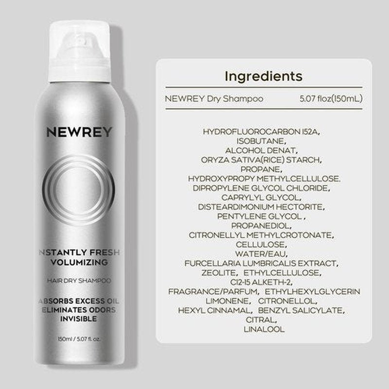 NEWREY Dry Shampoo Spray for Women & Men - Freshens hair, Residue-Free, Volumizing Formula with Rice Starch - Absorbs Oil, Eliminates Odors - 5.07 oz-fresh
