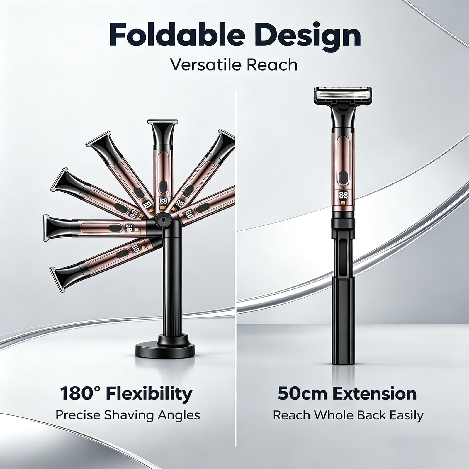 Back Shaver for Men Full Body，Back Shaver with Long Handle for Facial,Chin,Arm,Back,Groomer 4 in 1 Kit Pubic with Adjustable Body Trimmer Waterproof LED Display 1.5HR Fast Charging Travel Lock