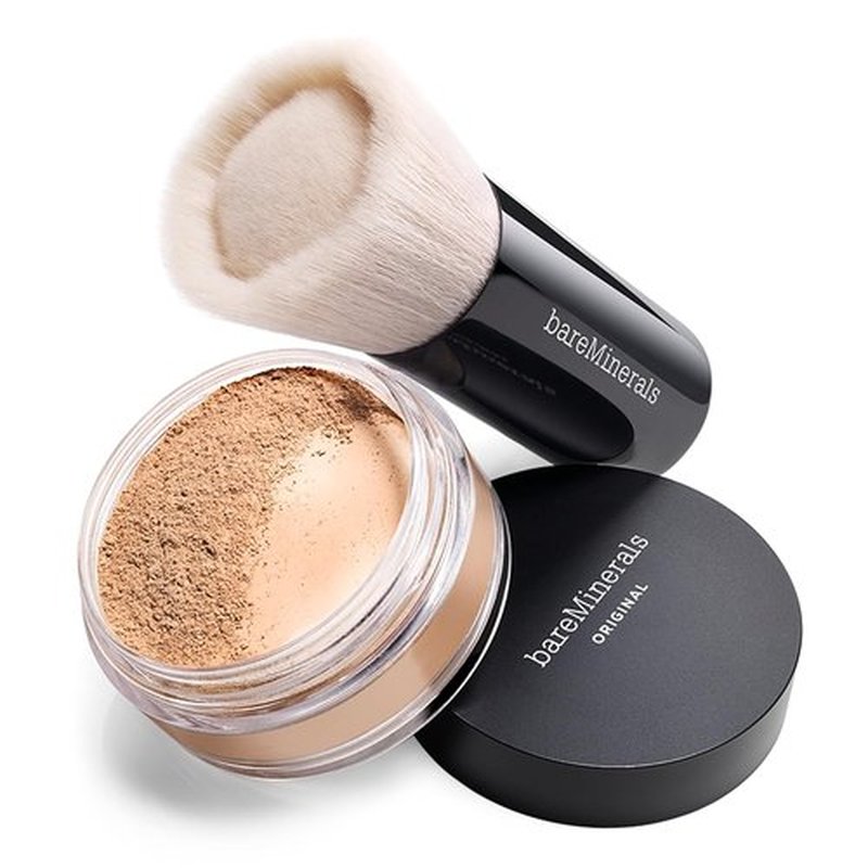 bareMinerals Original Loose Powder Foundation - SPF 15, Talc-Free, Vegan Makeup + Foundation Brush Bundle
