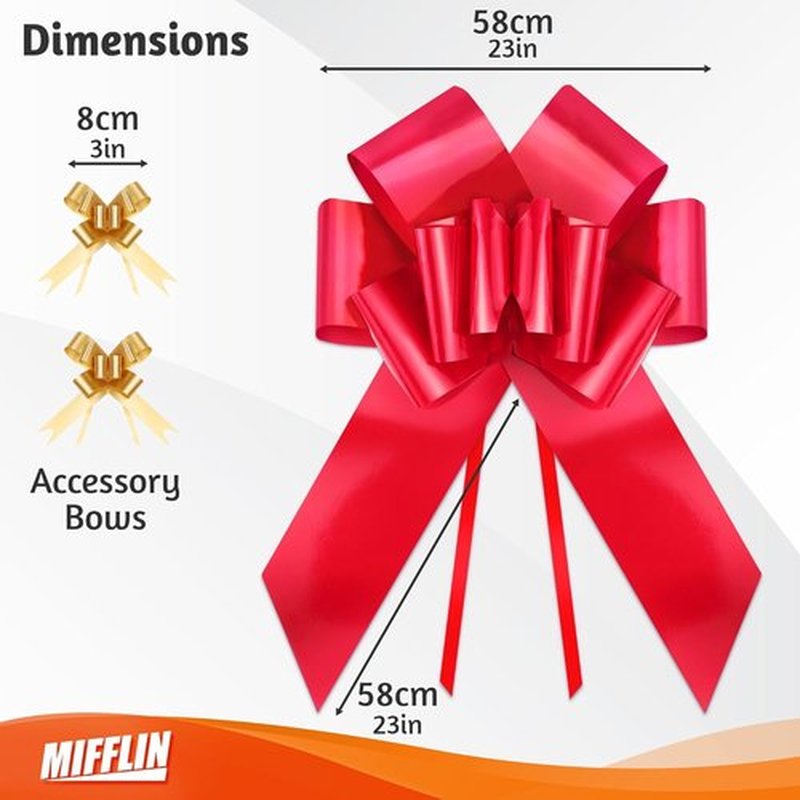 Mifflin-USA Big Red Car Bow - 23 Inch Giant Gift Bow for Birthdays & Christmas Decor