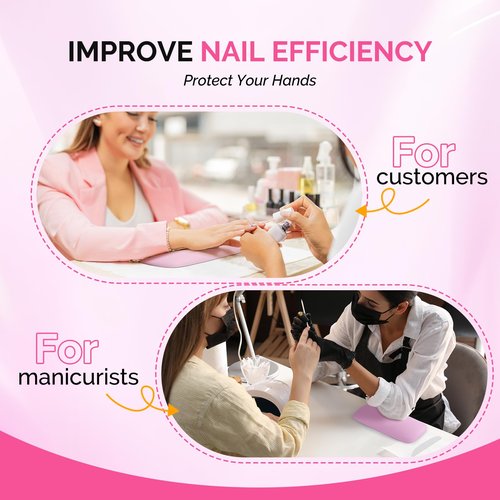 MelodySusie Nail Arm Rest, Portable Manicure Hand Rest, Professional PU Leather Nail Hand Rest Stand for Acrylic Nails, Nail Hand Pillow for Nail Tech Manicurist, Travel Salon Home, Pink