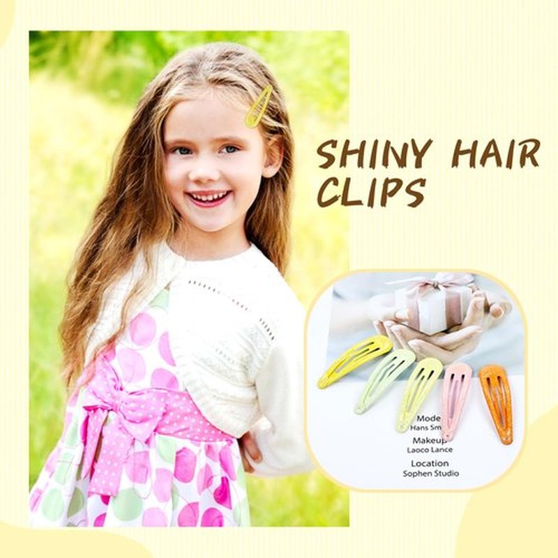 Cinaci 100pcs in 25 Candy Colors 5cm/2" Glitter Metal Snap Hair Clips Non-slip Hair Barrettes Bang Holders for Baby Girls Toddlers Kids Teens