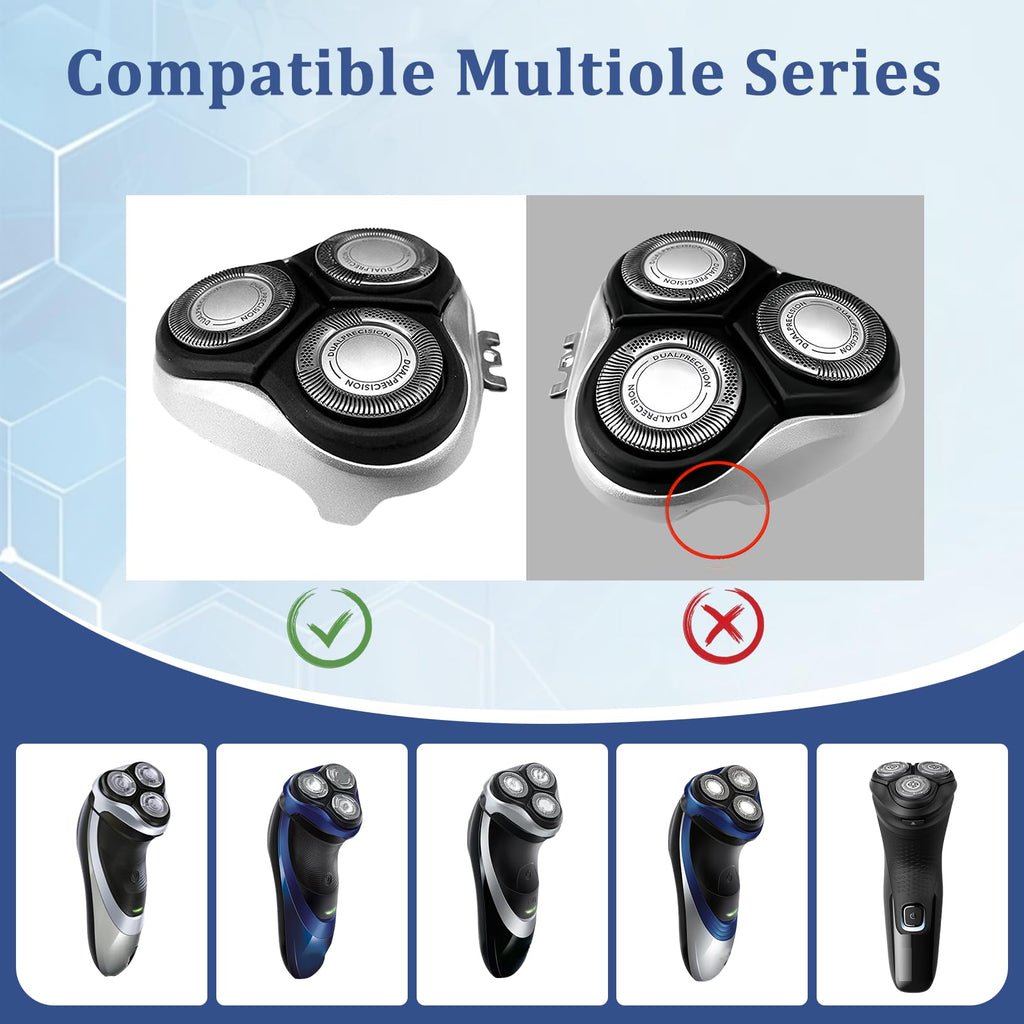 HQ8 Replacement Heads for Philips PT724/PT735 & More – HQ8 Blades Compatible with PT720/721/722/723/725/726/728/729/730, AT830, AT811, Norelco Aquatec Shavers (Whole Head)