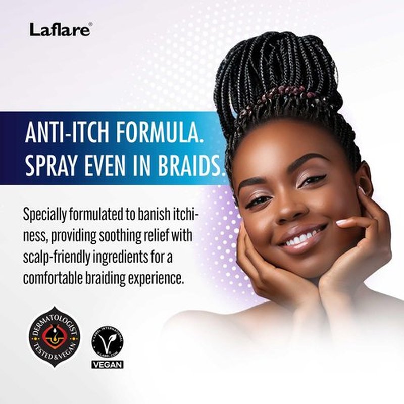 Laflare Laflare® Cooling Spray for Braiding, Wig & Weaving. Instantly Reduce Temperature & Relief Itchy Scalp and Skin, Vegan(Biotin, Tea Tree, Castor Oil) 80 ml (Travel Size, 1, Count)