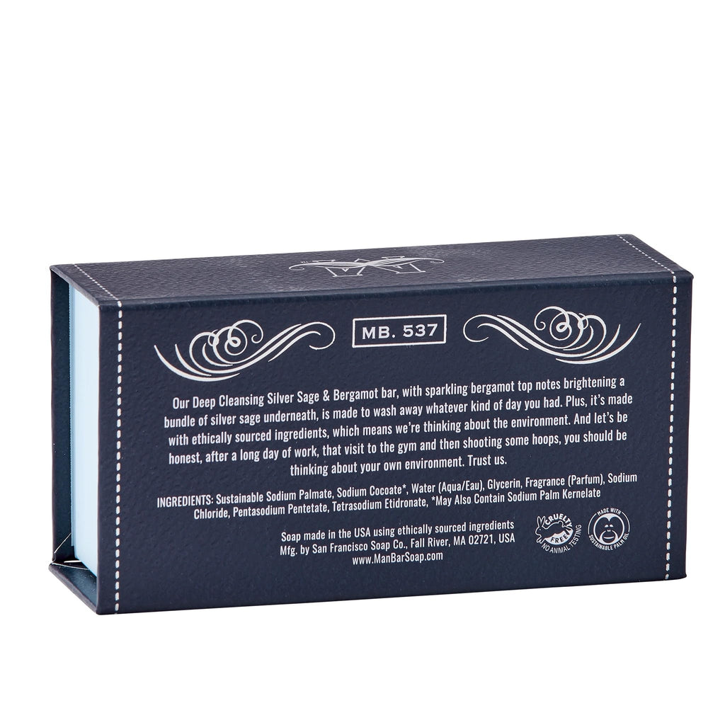 San Francisco Soap Company Silver Sage And Bergamot Fragrance Man Bar - Deep Cleansing - No Harmful Chemicals - Good for all Skin Types - Made in the USA