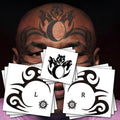 9-Sheet Temporary Face Tattoos - Waterproof Halloween Tattoo Stickers for Men & Women - Black Left/Right/Mid Face Designs - Fake Body Art for Parties