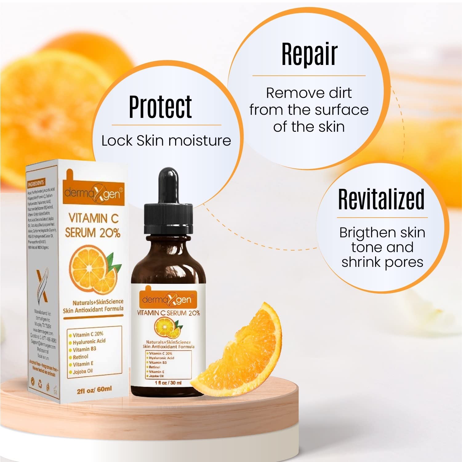 DERMAXGEN Organic 20% Vitamin C Serum for Face (01 Fl oz)
