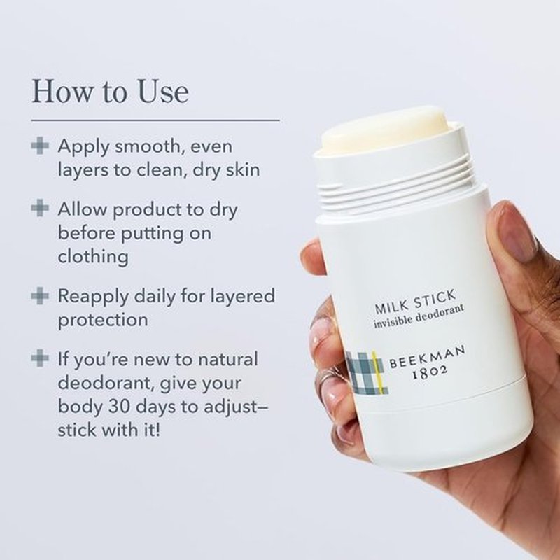 Beekman 1802 Milk Stick Deodorant - All-Day Invisible, Aluminum-Free - 2.5 oz - Sensitive Skin Friendly
