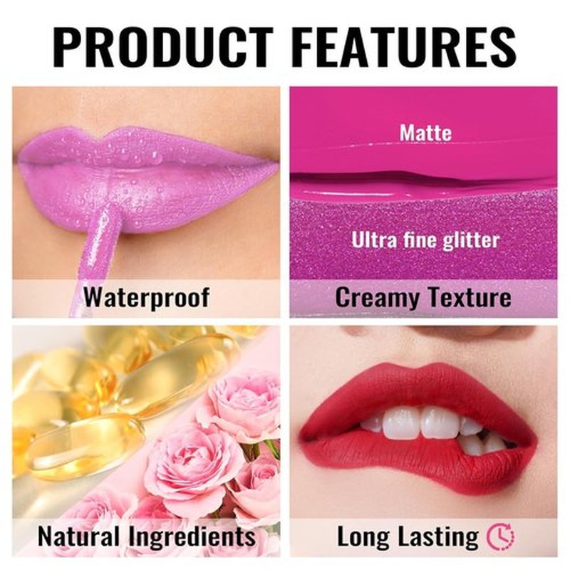 Oulac Matte Liquid Lipstick - Long Lasting Pink Nude Lip Stain | Waterproof, Creamy Formula with Vitamin E, Vegan