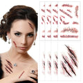 YUERWOVER Face Body Horror Realistic Fake Scar Scab Waterproof Temporary Tattoos Sticker Halloween Fool's Day Zombie Masquerade Prank Makeup Props for Kids Adult Fun (8 Sheets)