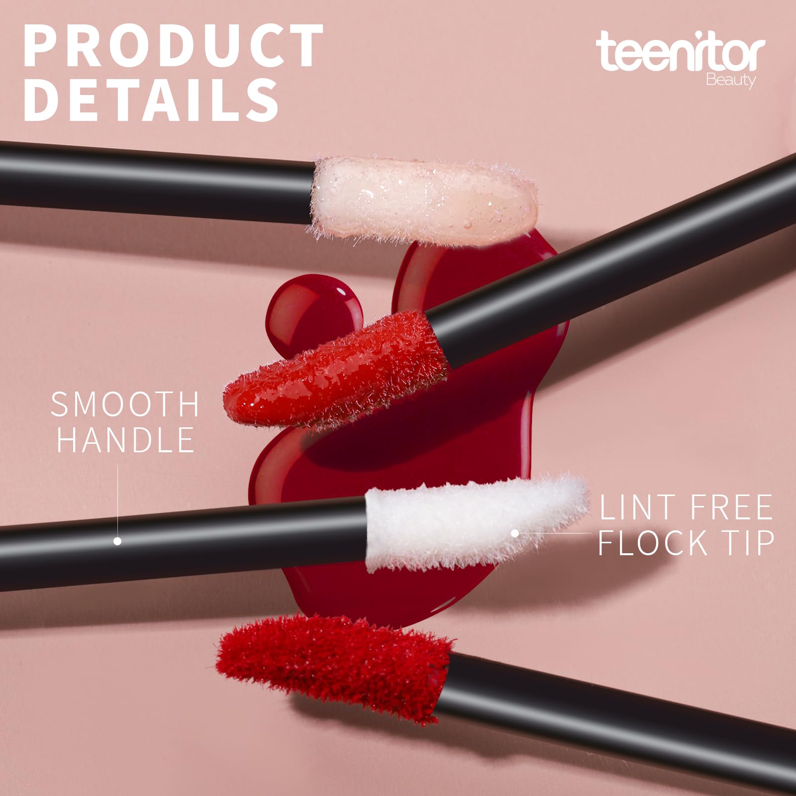Teenitor 600 Pcs Lip Applicators Disposable Lip Wands, Lipstick Applicator Testers Lint Free Makeup Applicators, Lip Brushes Wands Makeup Tools Black