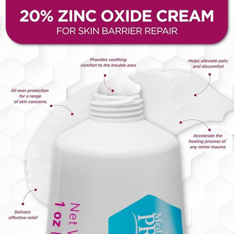 MED PRIDE Zinc Oxide Ointment 20% - High-Potency Skin Protectant for Diaper Rash & Wound Healing - 1oz