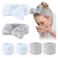 WHAVEL 6PCS Spa Headband and Wristbands Set, Face Wash Headband Wrist Bands for Washing Face Skincare Makeup Hair Band Skin Care Accessories Tools，Blue&Gray